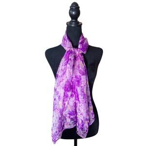 Vintage Y2K Bellagioseta 100% Silk Chiffon Purple Floral Boho Scarf